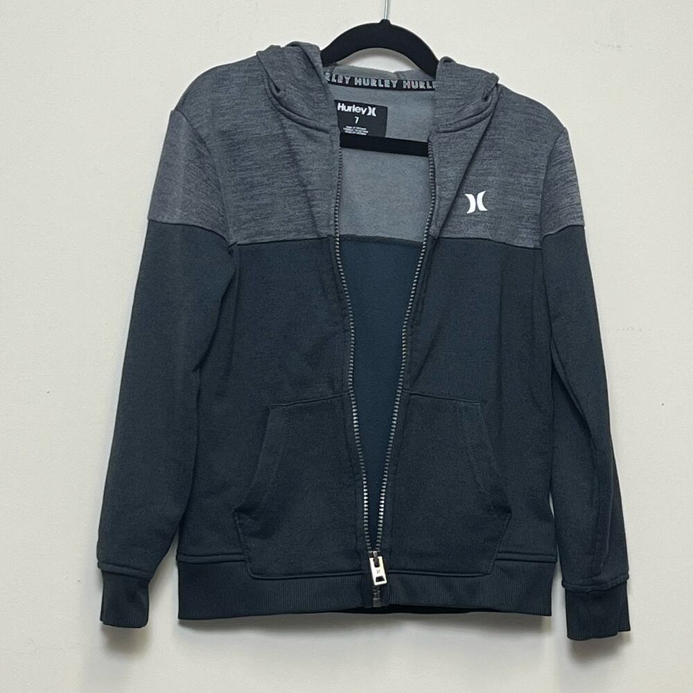 Hurley Kids Nike Dri-fit Solar Colorblock Full Zip Hoodie Size 7 - Picture 3 of 8